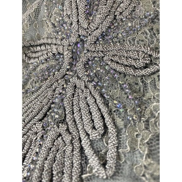Carmen Marc Valvo Woman 6 Blue Sparkly Fairy Prom Embroidered Lace Beaded Skirt - Picture 11 of 16